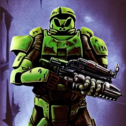 Image similar to doomguy from doom 3