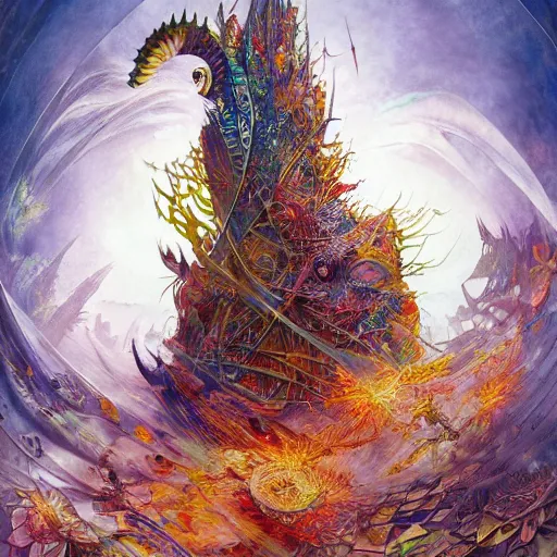 Image similar to art by android jones, artgerm, antoni gaudi, tim white, james christensen, john howe, john berkey, stephen gammell