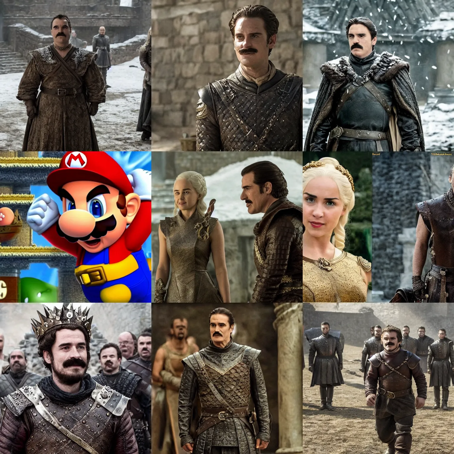 Prompt: super mario in game of thrones, still image from the tv series