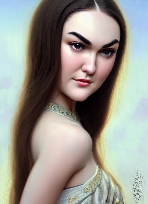 Prompt: beautiful sasha grey feminine face in ukrainian national clothes! portrait of young woman blessed by god with ever - increasing physical and mental perfection, beautiful hair, symmetrical! intricate, elegant, highly detailed, vision of holy perfection!! smile, digital painting, artstation, concept art, smooth, sharp focus, illustration, art by artgerm and greg rutkowski and alphonse mucha