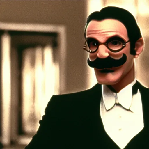 Prompt: movie still of waluigi in the godfather