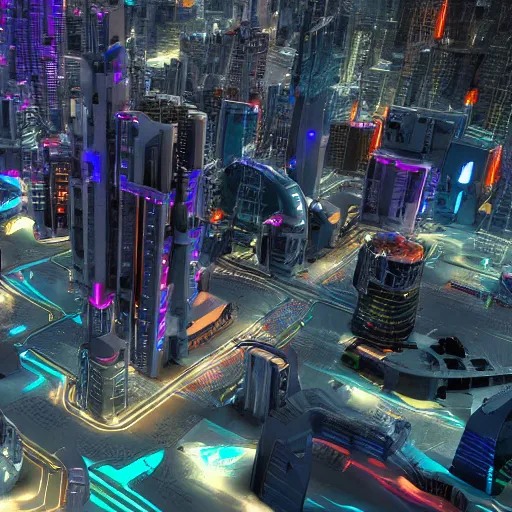 Image similar to photo of a futuristic city in a dystopian future made of electronic components. Very detailed 8k. Unreal engine 5 render with nanite, global illustration and path tracing. Cinematic post processing.