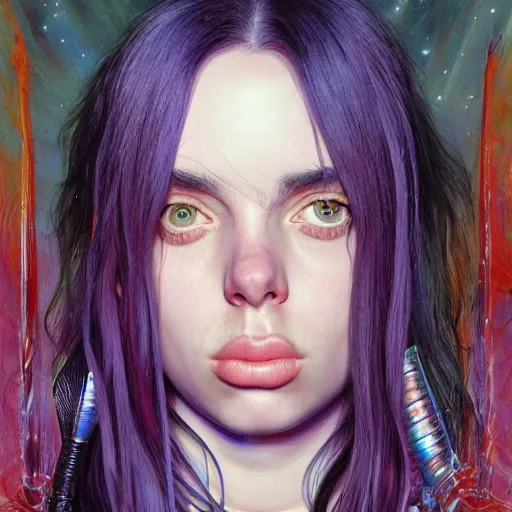 Image similar to Billie Eilish, by Chris Moore, by Mark Brooks, by Donato Giancola, by Victor Nizovtsev