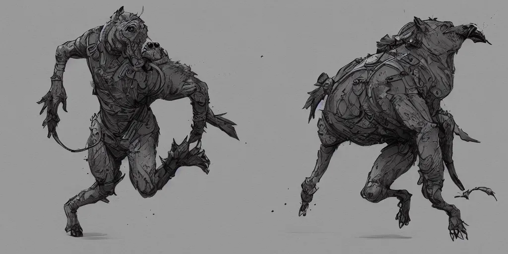 Image similar to cartoonish dog running, character sheet, fine details, concept design, contrast, kim jung gi, greg rutkowski, trending on artstation, 8 k, full body, turnaround, front view, back view, ultra wide angle