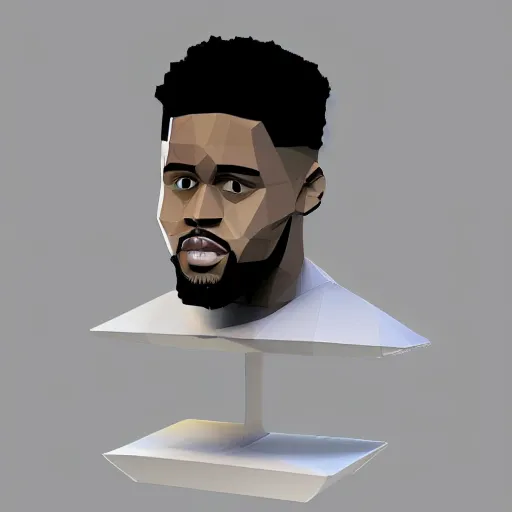 Image similar to 3 d low poly render of jcole, ultra hd, white background