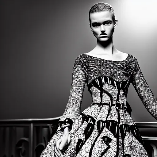 Prompt: photo up of a fashion model, luxury dress, official dior editorial, highly detailed