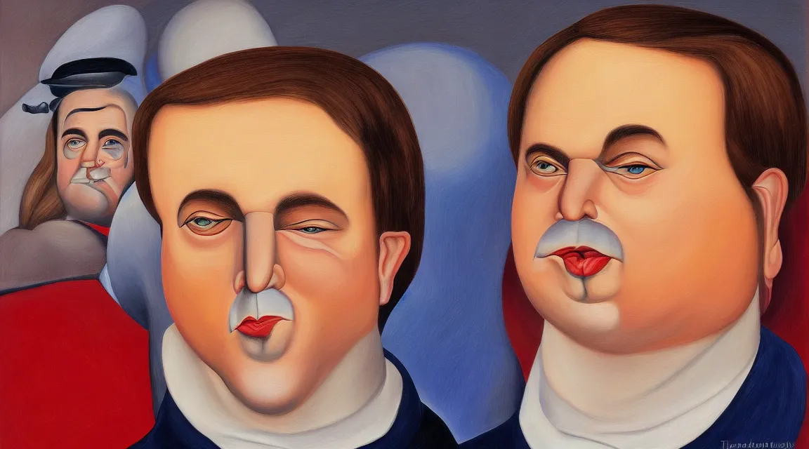 Image similar to portrait of Linus Torvalds painted by fernando botero