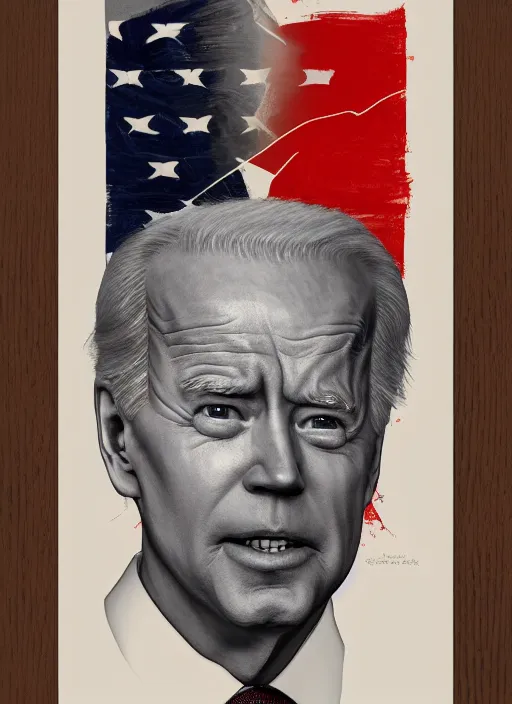 Image similar to biden ( 2 0 2 3 ), steve buscemi portrays united states president joe biden, buscemi, minimalist movie poster, theatrical poster, character actor, fan art, digital art, trending on artstation