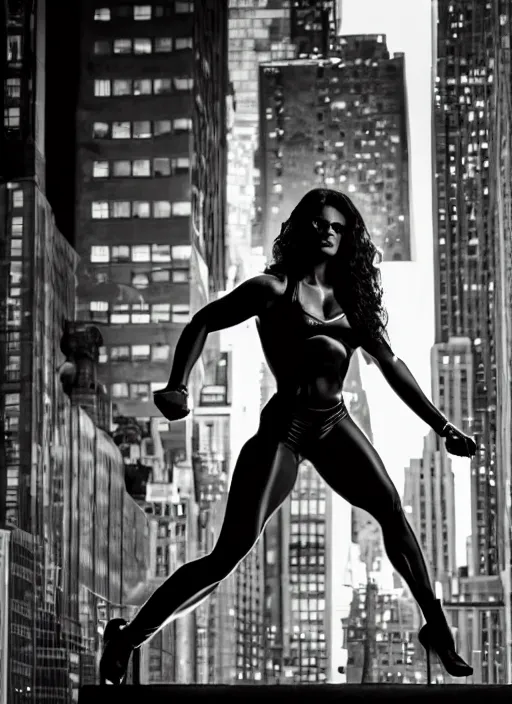 Image similar to a photo of she hulk in high fashion new york, dramatic pose, by lara jade, dramatic lighting, 7 5 mm lens, sharp focus.