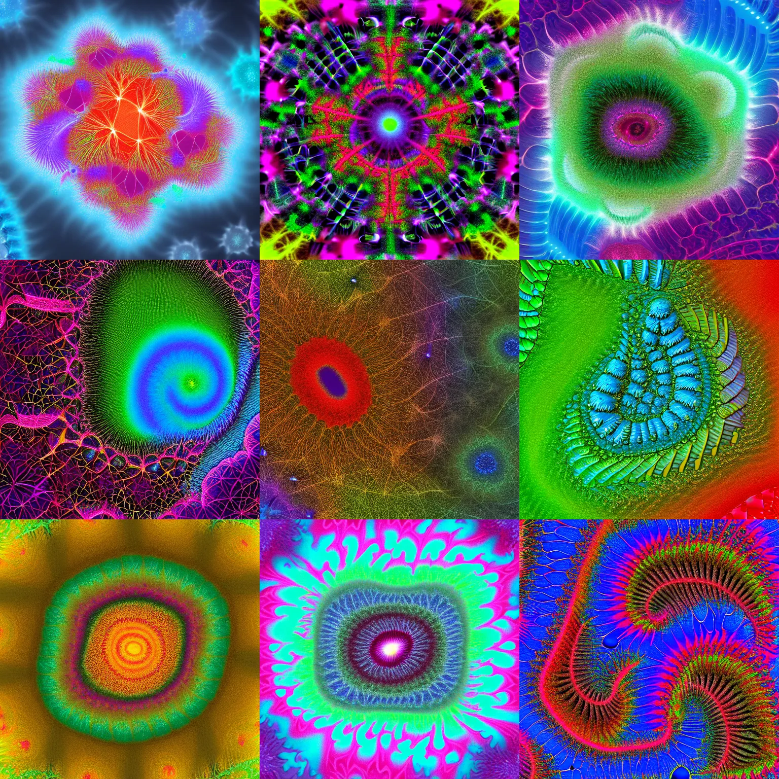 Prompt: fluffy electron microscope complex fractal colorful, 4 k