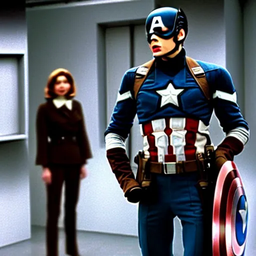 Image similar to film still of captain america in doctor who ( 1 9 7 5 )