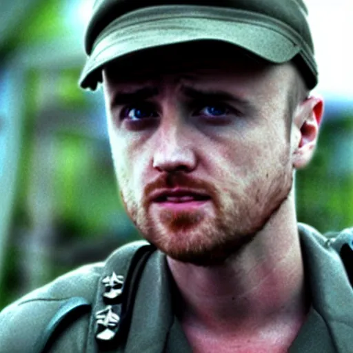 Image similar to jesse pinkman from breaking bad in the vietnam war, 4 k, hyper realistic