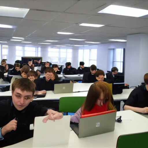 Prompt: computer school at the Saint-Petersburg Russia Leningrad