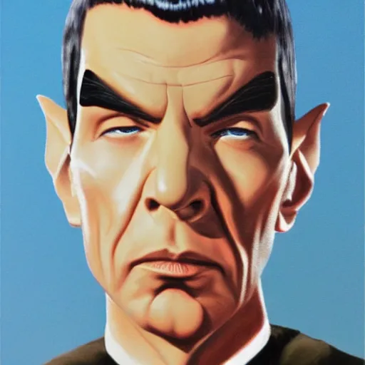 Prompt: mr spock from star trek the original series. realistic concept art painting,