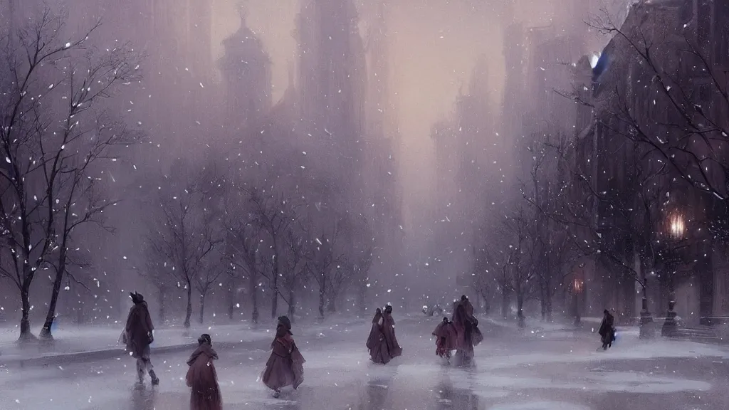 Image similar to winter in Peking ,by Charlie Bowater, by Greg Rutkowski