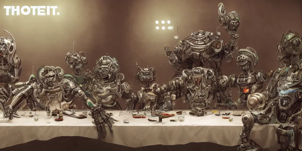 Image similar to last supper realistic robot , A Monster Emerges - 'The Beholder' Concept by Marcus Whinney trending on artstation