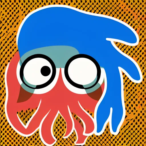 Image similar to App logo with a cute small squid with a moustache