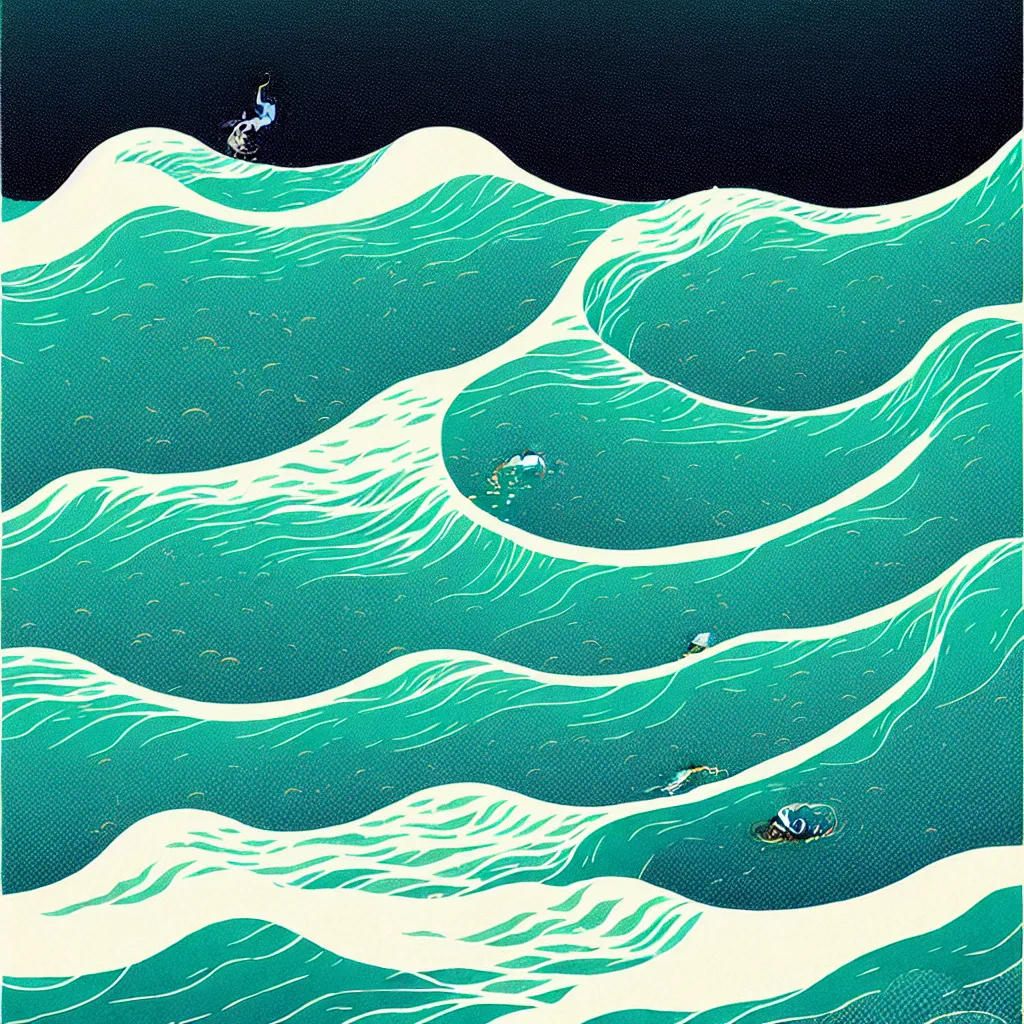 Image similar to ocean wave by victo ngai