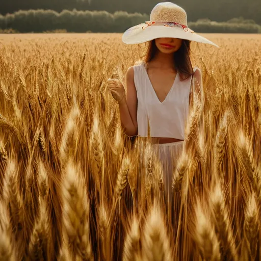 Prompt: a girl walking in a wheat field, sunlight, photography, realistic, high quality,