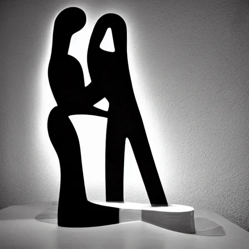 Prompt: by alexander archipenko romantic luminism. a street art of a large, black - clad figure of the king looming over a small, defenseless figure huddled at his feet. the king's face is hidden in shadow. menacing stance, large, sharp claws, dangerous & powerful creature.