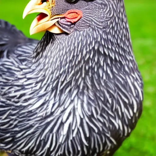 Image similar to cute!!! barred Plymouth Rock chicken, studio!! Portrait lighting, spotted with small white hearts!!