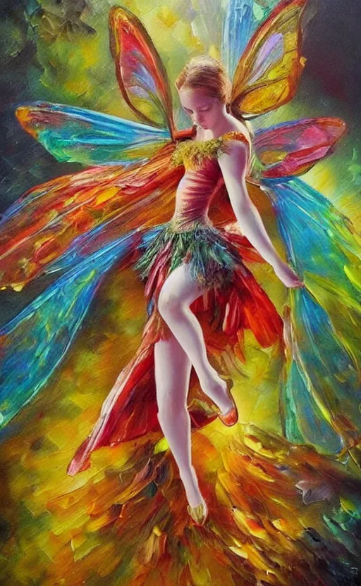 Prompt: fairy dancing, oil painting, smooth painting, ultra realistic, highly detailed, bright