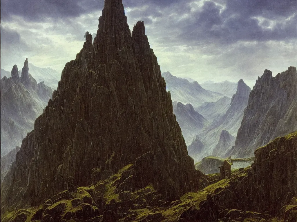 Image similar to The dwarven mountain kingdom | Caspar David Friedrich |