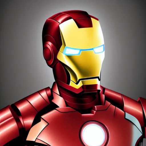 Image similar to portrait of iron man, highly detailed, centered, solid color background, digital painting
