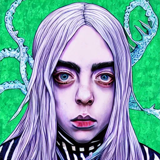 Image similar to billie eilish as a cthulhu