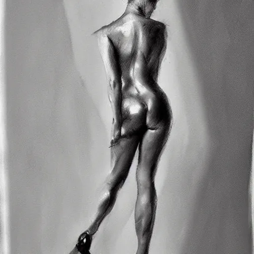 Image similar to abstract full body charcoal sketch by art frahm and vladimir volegov