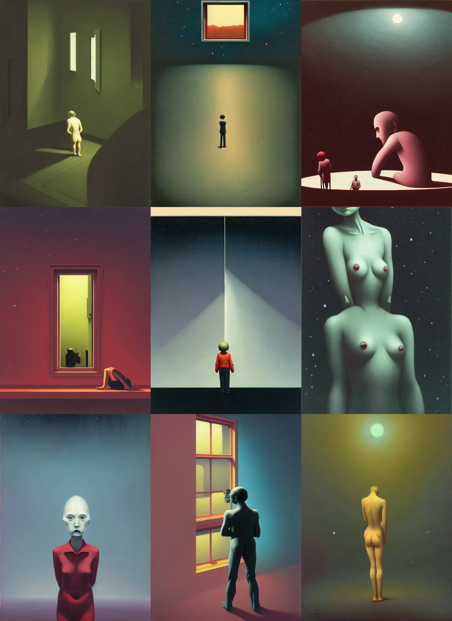 Prompt: milky way misanthrope Edward Hopper and James Gilleard, Zdzislaw Beksinski, Mark Ryden, Wolfgang Lettl highly detailed, hints of Yayoi Kasuma