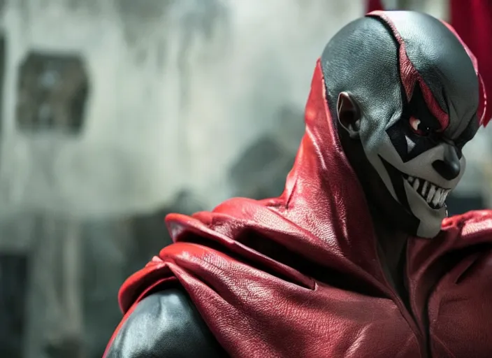 Image similar to film still of jamie foxx as spawn in the new spawn movie, 8 k