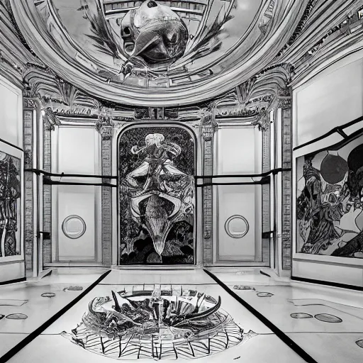 Image similar to alien breeding chambers, modern art installation, moma, extremely detailed, black and white photograph, by james jean and alphonse mucha and artgerm, 8 k