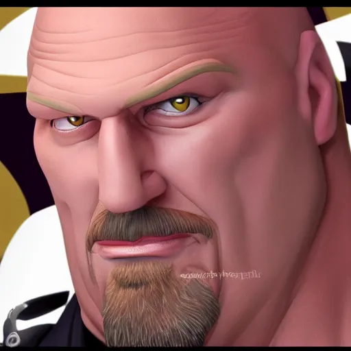 Image similar to Head-to-shoulder shot of Triple H as a Disney villain, traditional animation