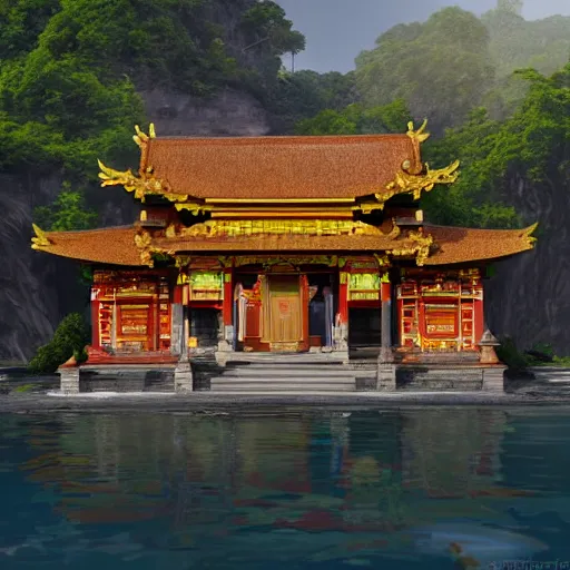 Image similar to A beautiful, perfect, impressive, amazing concept art digital CG painting of a balinese temple, trending on ArtStation, Unreal Engine