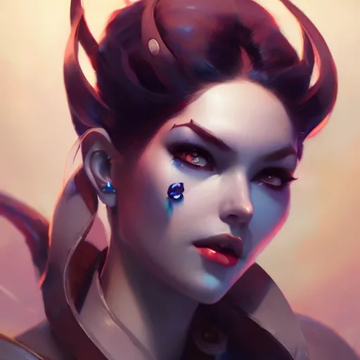 Image similar to a beautiful portrait of a beautiful widowmaker, art by pete mohrbacher and guweiz and ilya kuvshinov, digital art, highly detailed, intricate, sharp focus, trending on artstation hq, deviantart, unreal engine 5, 4 k uhd image