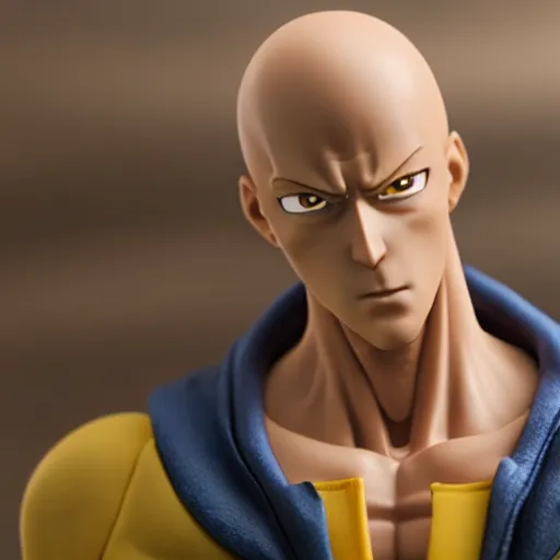 Image similar to saitama action figure. realistic. photo. photorealistic. detailed. high quality. high resolution. lossless quality. lossless. 8 k. hdr. 4 k. 8 k resolution. 1 6 k resolution