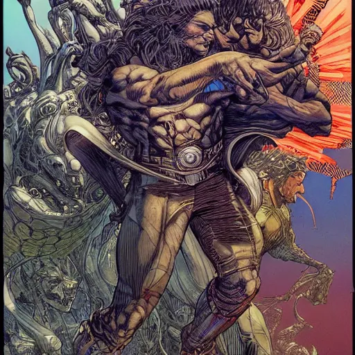 Image similar to a powerful psychic man emitting psychic power, psychic, psychic powers, detailed, highly detailed, hyper detailed, aesthetic!, trending on artstation, artstation, trending on tumblr, by Barry Windsor-Smith, fantasy, fantasy aesthetic!,