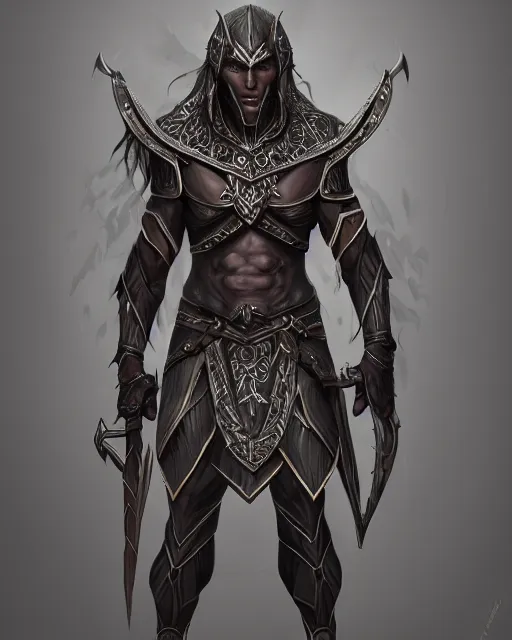 a handsome noble male dark elf, obsidian skin, jewels, | Stable ...