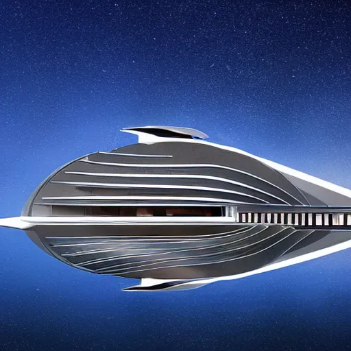Prompt: a giant luxury cruiseliner spaceship, shaped like a yacht, with a glass hull and ceiling and see - through exterior, hull is a opera house, aeria view of opera house on spaceship, floating in outer space, galaxies and stars in background, asteroid belt in distance, well lit, 8 k, futuristic, high detail, vibrant colors, digital art