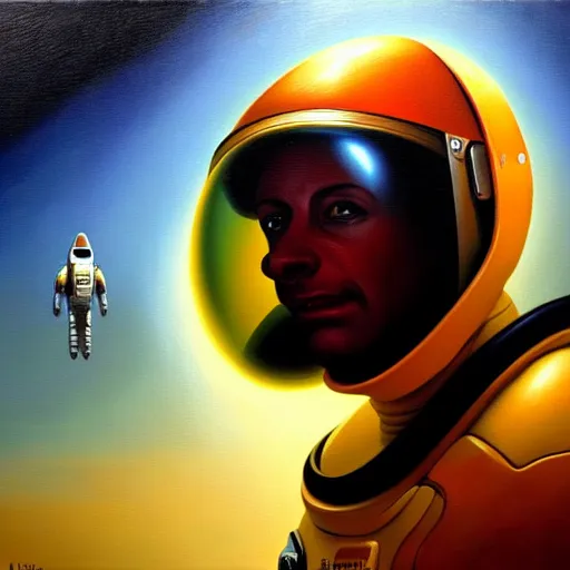 a les edwards sci - fi style space pilot, oil on | Stable Diffusion ...