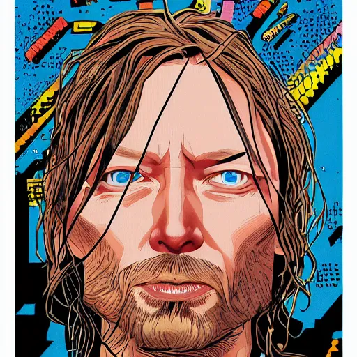 Prompt: Thom Yorke comic book cover