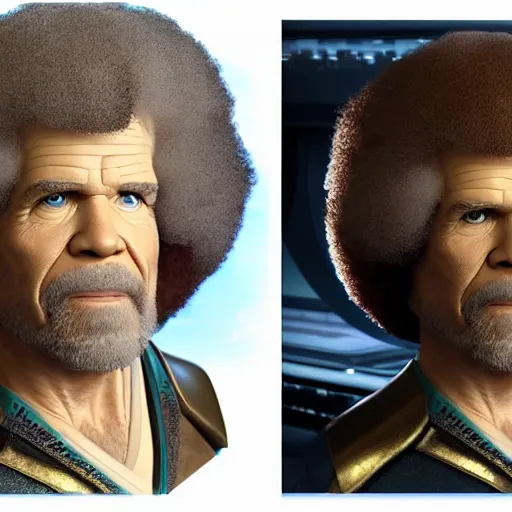 Prompt: bob ross as a borg from star trek, art by artgerm and greg rutkowski and alphonse mucha, concept art, octane render, unreal engine 5, highly detailed, high quality, 8 k, soft lighting, realistic face, path traced