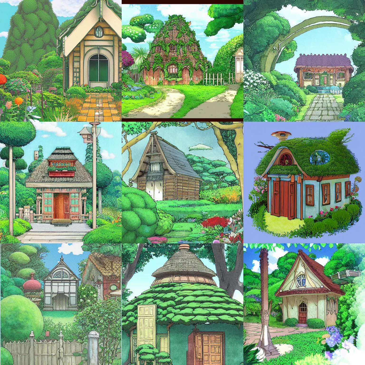 Prompt: garden house by studio ghibli