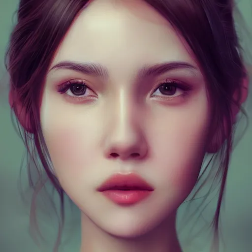 Image similar to a beautiful and elegant girl by wlop, dream, closeup headshot, 8 k, high detailed, ultra - realistic painting, trending on artstation, cg rendering.