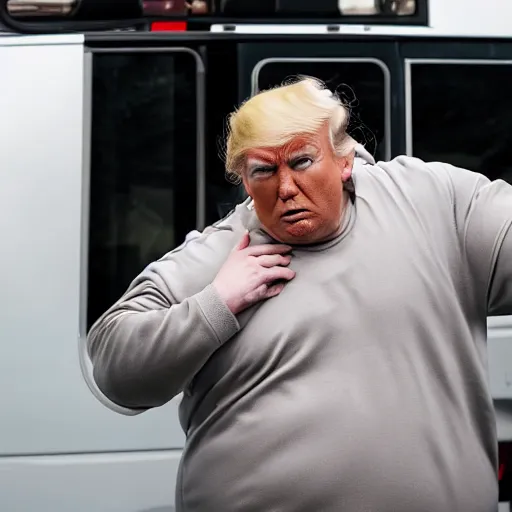 Prompt: Obese Donald Trump, XF IQ4, 150MP, 50mm, F1.4, ISO 200, 1/160s, natural light