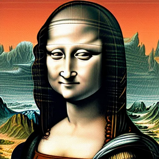 Image similar to monalisa in the style of jeffrey smith, in the style of jeffrey smith, in the style of jeffrey smith, in the style of jeffrey smith