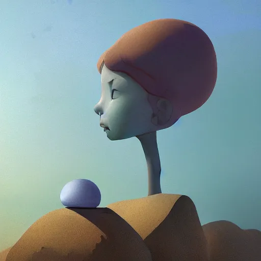 Prompt: !dream Goro Fujita, minimalistic, hyperrealistic surrealism, award winning masterpiece with incredible details, epic stunning, infinity pool, a surreal vaporwave liminal space, highly detailed, trending on ArtStation, artgerm and greg rutkowski and alphonse mucha, daily deviation, IAMAG, broken giant marble head statue ruins, golden hour