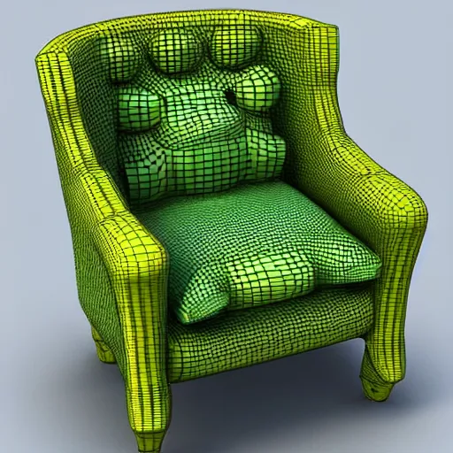 Image similar to froggy chair, 3d model, animal crossing, froggy chair, adorable, cute, detailed