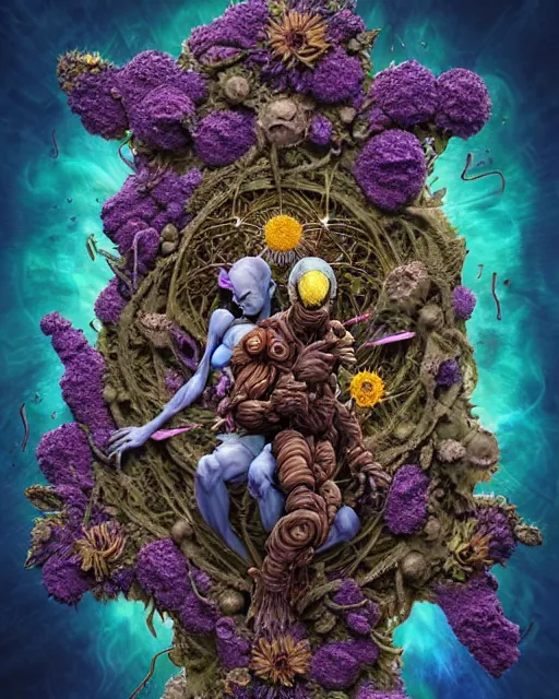 Prompt: the platonic ideal of flowers, rotting, insects and praying of cletus kasady carnage thanos dementor doctor manhattan chtulu mandelbulb mandala spirited away bioshock davinci the witcher, d & d, fantasy, ego death, decay, dmt, psilocybin, art by artgerm and steve mccurry and giuseppe arcimboldo